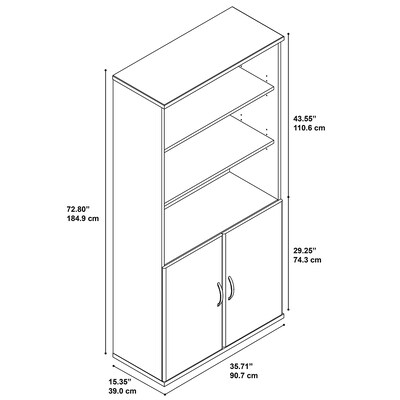 Bush Business Furniture Westfield 73"H 5-Shelf Bookcase with Doors, Mahogany (SRC103MA)