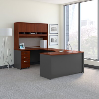 Bush Business Furniture Westfield 60W Left Handed Bow Front U Shaped Desk with Hutch and Storage, Ha