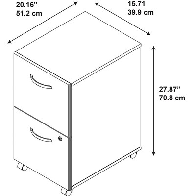 Bush Business Furniture Westfield 2-Drawer Mobile Vertical File Cabinet, Letter/Legal Size, Lockable, Mocha Cherry (WC12952)