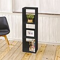 Way Basics 44.8H 3-Shelf Trio Narrow Bookcase Modern Eco Storage Shelf, Black Wood Grain (WB-3NC-BK)