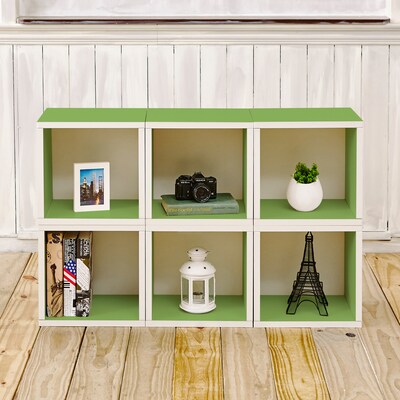 Way Basics 25.6H x 40.2W 6 Stackable Modular Modern Eco Storage Cube System, Green (PS-MC-6-GN)