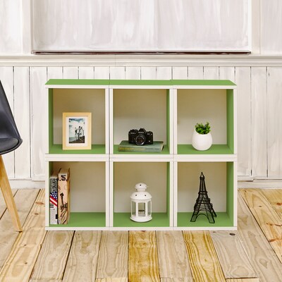 Way Basics 30.9H x 40.2W 6 Stackable Modular Modern Eco Storage Cube Plus System, Green (PS-MCP-6-GN)