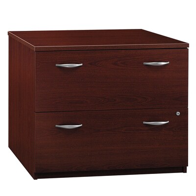 Bush Business Furniture Westfield 36W 2 Drawer Lateral File Cabinet, Mahogany, Installed (WC36754CSUFA)