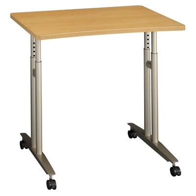 Bush Business Furniture Westfield Adjustable Height Mobile Table, Light Oak, Installed (WC60382FA)