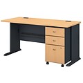 Bush Business Furniture Cubix 60W Desk w/ Mobile File Cabinet, Beech (SRA003BESU)