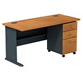 Bush Business Furniture Cubix 60W Desk w/ Mobile File Cabinet, Natural Cherry, Installed (SMA002NCSUFA)