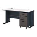 Bush Business Furniture Cubix 60W Desk w/ Mobile File Cabinet, Slate, Installed (SRA003SLSUFA)
