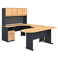 Bush Business Furniture Cubix U Shaped Desk w/ Hutch, Peninsula and Storage, Beech (SRA009BE)