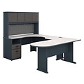 Bush Business Furniture Cubix U Shaped Desk with Hutch, Peninsula and Storage, Slate, Installed (SRA009SLFA)
