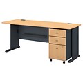 Bush Business Furniture Cubix 72W Desk w/ Mobile File Cabinet, Beech, Installed (SRA013BESUFA)