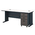 Bush Business Furniture Cubix 72W Desk w/ Mobile File Cabinet, Slate, Installed (SRA013SLSUFA)