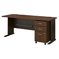 Bush Business Furniture Cubix 72W Desk w/ Mobile File Cabinet, Sienna Walnut (SRA013WASU)
