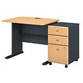 Bush Business Furniture Cubix 36W Desk w/ Mobile File Cabinet, Beech (SRA024BESU)