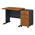 Bush Business Furniture Cubix 36W Desk w/ Mobile File Cabinet, Natural Cherry, Installed (SRA024NCSUFA)