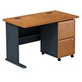 Bush Business Furniture Cubix Desk with 2 Drawer Mobile Pedestal, Natural Cherry (SRC030NCSU)
