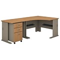 Bush Business Furniture Cubix 48W Corner Desk w/ 36W Return and Mobile File Cabinet, Light Oak, Installed (SRA005LOSUFA)