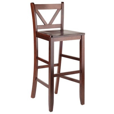 Winsome V-Back 29" Bar Stools, Walnut, Set of 2 (94259)