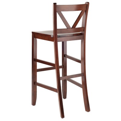 Winsome V-Back 29" Bar Stools, Walnut, Set of 2 (94259)