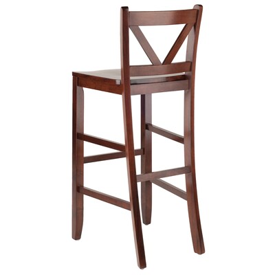 Winsome V-Back 29" Bar Stools, Walnut, Set of 2 (94259)