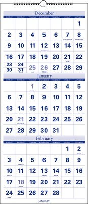 2019 Quill Brand® Quarterly Wall Calendar; Blue, 27 x 12 (52166-19-QCC)