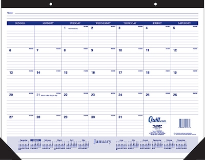 2020 Quill Brand® 22" x 17" Monthly Desk Pad, Black (52163-20)