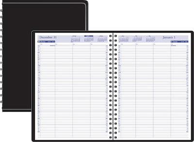 2020 Quill Brand® 8 x 11 Large Daily Four-Person Group Appointment Book, Black (52162-20)