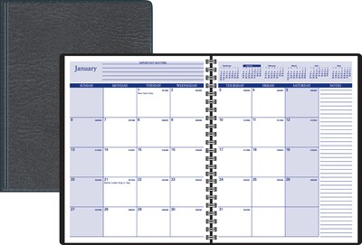 2020 Quill Brand® 6 7/8 x 8 3/4 Medium Monthly Planner, Black (52159-20)