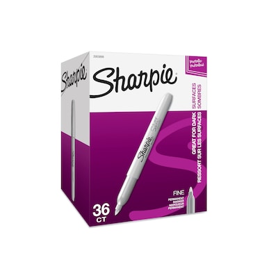 Sharpie Permanent Marker, Fine Tip, Metallic Silver, 36/Pack (2003899)