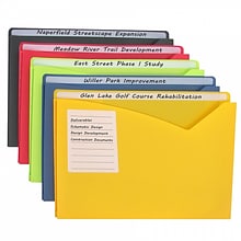 C-Line Write-On Poly File Jackets, 1 Expansion, Full Length Tab, Assorted Colors, 25/Box (CLI63060)