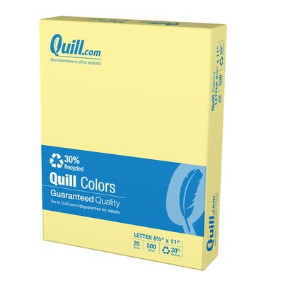 Quill Brand® 30% Recycled 8.5 x 11 Multipurpose Paper, 20 lbs., Canary Yellow, 500 Sheets/Ream, 10
