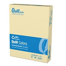 Quill Brand® 30% Recycled Colored Multipurpose Paper, 20 lbs., 8.5 x 11, Ivory, 500 Sheets/Ream, 1