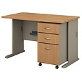 Bush Business Furniture Cubix 48W Desk w/ Mobile File Cabinet, Light Oak, Installed (SRA025LOSUFA)