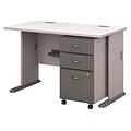 Bush Business Furniture Cubix 48W Desk w/ Mobile File Cabinet, Pewter, Installed (SRA025PESUFA)