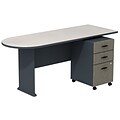 Bush Business Furniture Cubix Peninsula Desk w/ 3 Drawer Mobile Pedestal, Slate, Installed (SRA026SLSUFA)