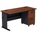 Bush Business Furniture Cubix Desk w/ 2 Drawer Mobile Pedestal, Hansen Cherry (SRA027HCSU)