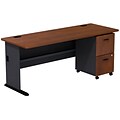 Bush Business Furniture Cubix Desk w/ 2 Drawer Mobile Pedestal, Hansen Cherry, Installed (SRA028HCSUFA)