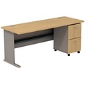 Bush Business Furniture Cubix Desk w/ 2 Drawer Mobile Pedestal, Light Oak (SRA028LOSU)