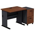 Bush Business Furniture Cubix Desk w/ 2 Drawer Mobile Pedestal, Hansen Cherry (SRA029HCSU)