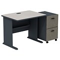 Bush Business Furniture Cubix Desk w/ 2 Drawer Mobile Pedestal, Slate (SRA029SLSU)