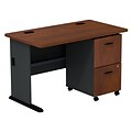 Bush Business Furniture Cubix Desk w/ 2 Drawer Mobile Pedestal, Hansen Cherry, Installed (SRA030HCSUFA)