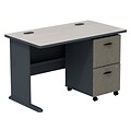 Bush Business Furniture Cubix Desk w/ 2 Drawer Mobile Pedestal, Slate, Installed (SRA030SLSUFA)
