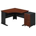 Bush Business Furniture Cubix Corner Desk with 2Dwr Mobile Pedestal, Hansen Cherry (SRA036HCSU)