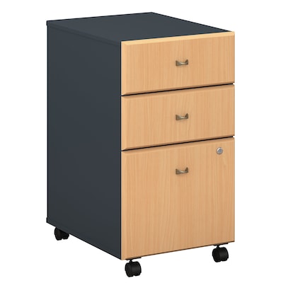 Bush Business Furniture Cubix 3 Drawer Mobile File Cabinet, Beech, Installed (WC14353PSUFA)