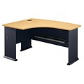 Bush Business Furniture Cubix 60W x 44D Left Handed L Bow Desk, Beech (WC14333)