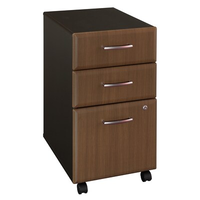 Bush Business Furniture Cubix 3 Drawer Mobile File Cabinet, Sienna Walnut (WC25553P)