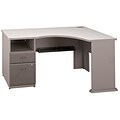 Bush Business Furniture Cubix Corner Desk w/ 2 Drawer Pedestal, Pewter (WC14528PA)