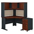 Bush Business Furniture Cubix 48W Corner Desk with Hutch and Mobile File Cabinet, Hansen Cherry (SRA040HCSU)