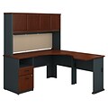 Bush Business Furniture Cubix 60W x 65D L Shaped Desk with Hutch and 2 Drawer Pedestal, Hansen Cherry (SRA062HC)