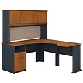 Bush Business Furniture Cubix 60W x 65D L Shaped Desk with Hutch and 2 Drawer Pedestal, Natural Cherry (SRA062NC)