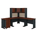 Bush Business Furniture Cubix 84W x 84D Corner Desk with Hutch and Mobile File Cabinet, Hansen Cherry (SRA061HCSU)